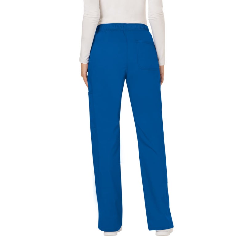 Cherokee WW Revolution by Cherokee Women's Mid Rise Moderate Flare Drawstring Pant Petite, Royal, X-Small Petite - Image 2